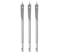 sourcing map 3Pcs Spade Drill Bit 3/8" Paddle Flat Bits Wood Hole Cutter with Quick Change 1/4 Inch Hex Shank for Woodworking Fiberglass, Silver Tone