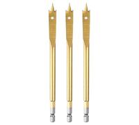 sourcing map 3Pcs Spade Drill Bit 3/8" Paddle Flat Bits Wood Hole Cutter with Quick Change 1/4 Inch Hex Shank for Woodworking Fiberglass, Gold Tone