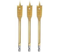 sourcing map 3Pcs Spade Drill Bit 5/8" Paddle Flat Bits Wood Hole Cutter with Quick Change 1/4 Inch Hex Shank for Woodworking Fiberglass, Gold Tone