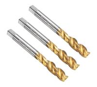 sourcing map 3pcs Spiral Flute Thread Tap M8 x 1 H2 Metric Machine Threading Tap Bit, Titanium Coated Screw Tapping Repair Tool, M2 High-Speed Steel (HSS)