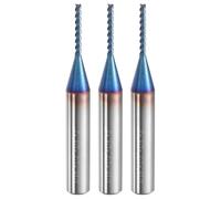 sourcing map 3pcs Spiral Router Bit 1/16" Cut Dia 1/4" Shank Up Cut Blue Nano Coated Solid Carbide 3 Flutes CNC End Mill Milling Bits for Wood Plastic Soft Metal (1/2" Cut Length 2" Long)