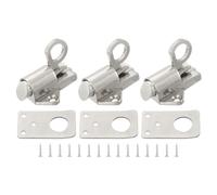 sourcing map 3Pcs Spring Bounce Lock, Security Pull Ring Spring Bounce Door Bolt Zinc Alloy Automatic Door Bolt Latch for Gate Window Bedroom Toilet Shed, Silver