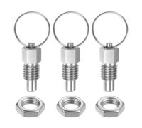 sourcing map 3Pcs Spring Plunger with Pull Ring M12x1.75 Thread Size 0.51" Thread Length Pin Dia.8mm Flat Head Stainless Steel Non-Locking Retractable Index Plunger for Industrial Equipment