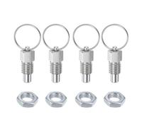 sourcing map 3Pcs Spring Plunger with Pull Ring M12x1.75 Thread Size 0.51" Thread Length Pin Dia.8mm Flat Head Carbon Steel Non-Locking Retractable Index Plunger for Industrial Equipment