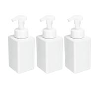 sourcing map 3PCS Square Empty Foam Pump Bottle, 450ml Travel Foam Soap Dispenser Empty Refillable Plastic Pump Bottle for Lash Shampoo, Hand Soap, Facial Lotion(5.7", White)
