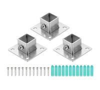 sourcing map 3Pcs Square Post Base for 0.8x0.8 Posts Fittings, 1.8mmT Stainless Steel Flange Bases Deck Post Brackets Heavy Duty for Deck Fence Railing Handrail Mounting