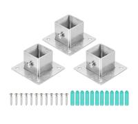sourcing map 3Pcs Square Post Base for 1.2x1.2 Posts Fittings, 1.9mmT Stainless Steel Flange Bases Deck Post Brackets Heavy Duty for Deck Fence Railing Handrail Mounting