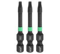 sourcing map 3pcs Square Screwdriver Bit 50mm / 1.97" Length S2 Steel SQ2 Magnetic Screwdriver Drill Bits Power Tools with 1/4" Hex Shank for Electrician Mechanic Precision Repair