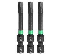 sourcing map 3pcs Square Screwdriver Bit 50mm / 1.97" Length S2 Steel SQ3 Magnetic Screwdriver Drill Bits Power Tools with 1/4" Hex Shank for Electrician Mechanic Precision Repair