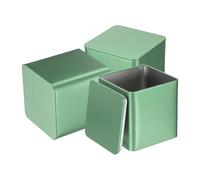 sourcing map 3pcs Square Tin Can, 90mm Metal Empty Storage Container Organizer Candle Jar with Lid for Treats Gifts Favors Loose Tea Coffee Crafts Cookies, Green