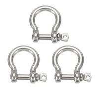sourcing map 3Pcs Stainless Steel Bow Shackle, 1/2"(13.1mm) Bow Screw Pin Large Screw Shackles for Boat Sailboat Chain Rigging Clasp Paracord Jewelry Marine Tackle, Silver Tone