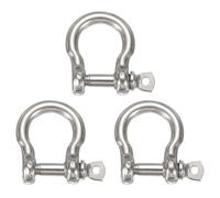 sourcing map 3Pcs Stainless Steel Bow Shackle, 2/5"(11mm) Bow Screw Pin Large Screw Shackles for Boat Sailboat Chain Rigging Clasp Paracord Jewelry Marine Tackle, Silver Tone