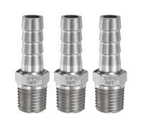 sourcing map 3pcs Stainless Steel Hose Barb Fitting 0.4" (10mm) Barbed x 1/4" NPT Male Pipe Fitting Air Hose Barb Fittings Coupler Thread Connector Adapter for Water Fuel