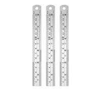 sourcing map 3pcs Stainless Steel Metal Ruler 15cm/6" Dual Scale Metric Inch Straight Edge Measuring Tool with Conversion Table (3/4")
