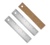 sourcing map 3pcs Stainless Steel Metal Ruler 15cm Straight Edge with Cork Backing Non-Slip Inch Metric Metal Ruler for Classroom Office Home Engineering Drafting Tools