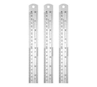sourcing map 3pcs Stainless Steel Metal Ruler 20cm/8" Dual Scale Metric Inch Straight Edge Measuring Tool with Conversion Table (1")