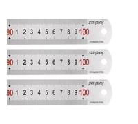 sourcing map 3pcs Stainless Steel Ruler 100cm/40" Length x 1/16" Thick x 1-3/8" Wide Inch and Metric Straight Edge Measuring Tools for Woodworking Painting Craft, Silver Tone