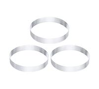 sourcing map 3Pcs Stainless Steel Tarts Rings 5.5" Perforated Metal Circle Baking Dessert Mousse Round Cake Ring Non Stick for Home Kitchen Food Cheese Making Tool