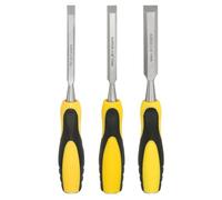 sourcing map 3pcs Steel Wood Chisel 10/12/18mm Blade Wood Working Flat Tip Chisel Woodworking Hand Tool with Non-Slip Plastic Handle for Carpentry Carving DIY Projects, Yellow-Black