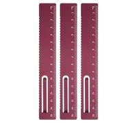 sourcing map 3pcs Straight Ruler 15cm Metric Metal Aluminum Alloy Measuring Bookmark Clip Ruler Scale Tool for Measure Study Reading Classroom Office, Dark Red