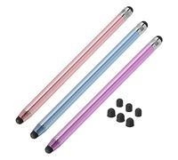 sourcing map 3pcs Stylus Pens for Touch Screens with 6 Extra Tips Dual Rubber Tips Capacitive Stylus Universal Tablet Pen Sensitivity Precision, Pink Purple Blue