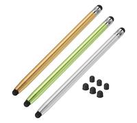 sourcing map 3pcs Stylus Pens for Touch Screens with 6 Extra Tips Dual Rubber Tips Capacitive Stylus Universal Tablet Pen Sensitivity Precision, Green Gold Silver