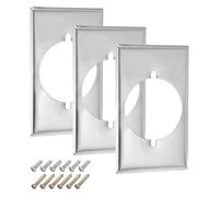 sourcing map 3Pcs Switch Plate Covers, Decorative Stainless Steel Outlet Cover, Paintable Electrical Wall Plug Light Switches Panel for Bathroom, Bedroom, Office, Silver (50A Single)