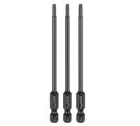 sourcing map 3pcs T10 Torx Screwdriver Bit 1/4" Hex Shank 100mm/4 Length S3 Steel Magnetic Tamper Proof Star 6 Point Head Hex Screw Driver Bits, Black