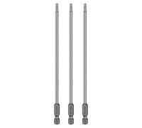 sourcing map 3pcs T15 Torx Head Screwdriver Bit 1/4" Hex Shank 6" (150mm) Long Magnetic No Hole Tip Tamper Proof 6 Point Star Screw Driver Drill Bits S2 Steel Industrial Power Screwdrivers