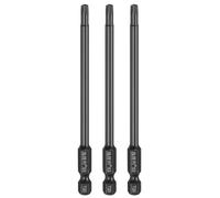 sourcing map 3pcs T20 Torx Screwdriver Bit 1/4" Hex Shank 100mm/4 Length S3 Steel Magnetic Tamper Proof Star 6 Point Head Hex Screw Driver Bits, Black