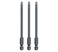 sourcing map 3pcs T20 Torx Screwdriver Bit 1/4" Hex Shank 4" Long S2 Steel Magnetic 6 Point Screw Driver Bits Industrial Grade Tamper Proof Star Drill Bits with Hole Torx Head