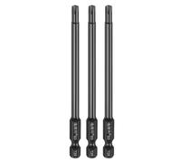 sourcing map 3pcs T25 Torx Screwdriver Bit 1/4" Hex Shank 100mm/4 Length S3 Steel Magnetic Tamper Proof Star 6 Point Head Hex Screw Driver Bits, Black