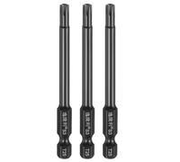 sourcing map 3pcs T25 Torx Screwdriver Bit 1/4" Hex Shank 75mm/3" Length S3 Steel Magnetic Tamper Proof Star 6 Point Head Hex Screw Driver Bits, Black
