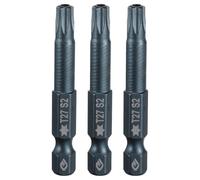 sourcing map 3pcs T27 Torx Screwdriver Bit 1/4" Hex Shank 2" Long S2 Steel Magnetic 6 Point Screw Driver Bits Industrial Grade Tamper Proof Star Drill Bits with Hole Torx Head
