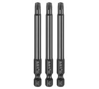 sourcing map 3pcs T27 Torx Screwdriver Bit 1/4" Hex Shank 75mm/3" Length S3 Steel Magnetic Tamper Proof Star 6 Point Head Hex Screw Driver Bits, Black