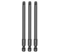 sourcing map 3pcs T30 Torx Screwdriver Bit 1/4" Hex Shank 100mm/4 Length S3 Steel Magnetic Tamper Proof Star 6 Point Head Hex Screw Driver Bits, Black