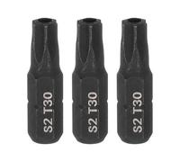 sourcing map 3pcs T30 Torx Screwdriver Bit 1/4" Hex Shank 25mm/1" Length S2 Steel Star 6 Point Head Hex Security Screw Driver Bits with Hole for Impact Electric Screw Driver Power Tools, Black