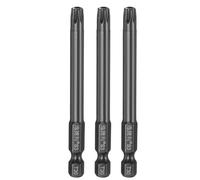 sourcing map 3pcs T30 Torx Screwdriver Bit 1/4" Hex Shank 75mm/3" Length S3 Steel Magnetic Tamper Proof Star 6 Point Head Hex Screw Driver Bits, Black