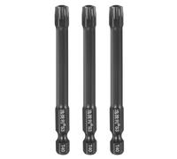 sourcing map 3pcs T40 Torx Screwdriver Bit 1/4" Hex Shank 75mm/3" Length S3 Steel Magnetic Tamper Proof Star 6 Point Head Hex Screw Driver Bits, Black