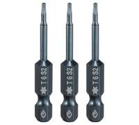 sourcing map 3pcs T6 Torx Screwdriver Bit 1/4" Hex Shank 2" Long S2 Steel Magnetic 6 Point Screw Driver Bits Industrial Grade Tamper Proof Star Drill Bits with Hole Torx Head
