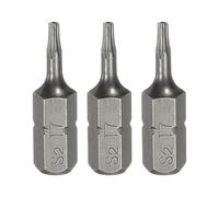 sourcing map 3pcs T7 Torx Screwdriver Bit 1/4" Hex Shank 25mm/1" Length S2 Steel Star 6 Point Head Hex Security Screw Driver Bits with Hole for Impact Electric Screw Driver Power Tools, Grey