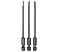 sourcing map 3pcs T9 Torx Screwdriver Bit 1/4" Hex Shank 100mm/4 Length S3 Steel Magnetic Tamper Proof Star 6 Point Head Hex Screw Driver Bits, Black