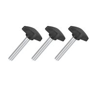 sourcing map 3Pcs Tee Wing Knobs Thumb Screws, M8 x 50mm Clamping Screw Knob Male Thread Carbon Steel T Shaped Thumb Screws Handle 36mm Dia. for Hand Tightening Knob Replacement, Black