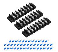 sourcing map 3Pcs Terminal Block 300V 20A Dual Rows 7P Circuit Screw Terminals Barrier Strip PA66 with 42Pcs 16A Heat Shrink Wire Fork Connectors for Wire Connect