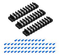 sourcing map 3Pcs Terminal Block 300V 20A Dual Rows 9P Circuit Screw Terminals Barrier Strip PA66 with 54Pcs 16A Heat Shrink Wire Fork Connectors for Wire Connect