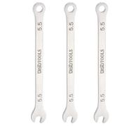 sourcing map 3pcs Thin Combination Wrench Metric 5.5mm 6-Point Ended Box 15 Degree Offset Open End Stainless Steel, Silver Tone