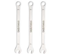 sourcing map 3pcs Thin Combination Wrench Metric 7mm Torx Ended Box 15 Degree Offset Open End Stainless Steel, Silver Tone