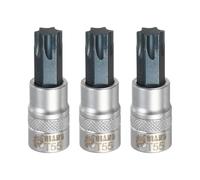 sourcing map 3Pcs Torx Bit Socket 3/8" Drive T55 S2 Steel Star Head Screwdriver Drill Bits CR-V Steel Socket Adapter for Home Auto Axle Hex Nuts Bolts Repair