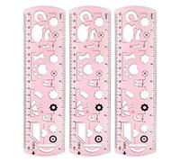 sourcing map 3pcs Unbreakable Flexible Rulers 20cm/8" Double Scale Shatterproof Folding Plastic Ruler for Classrooms Home Office, Light Pink