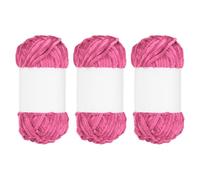 sourcing map 3pcs Velvet Chenille Yarn Bulky Fluffy Chunky Yarn for Crochet Soft Chenille Blanket for Hand Knitting Crocheting (Rose Red, 87.5 Yards/80m)